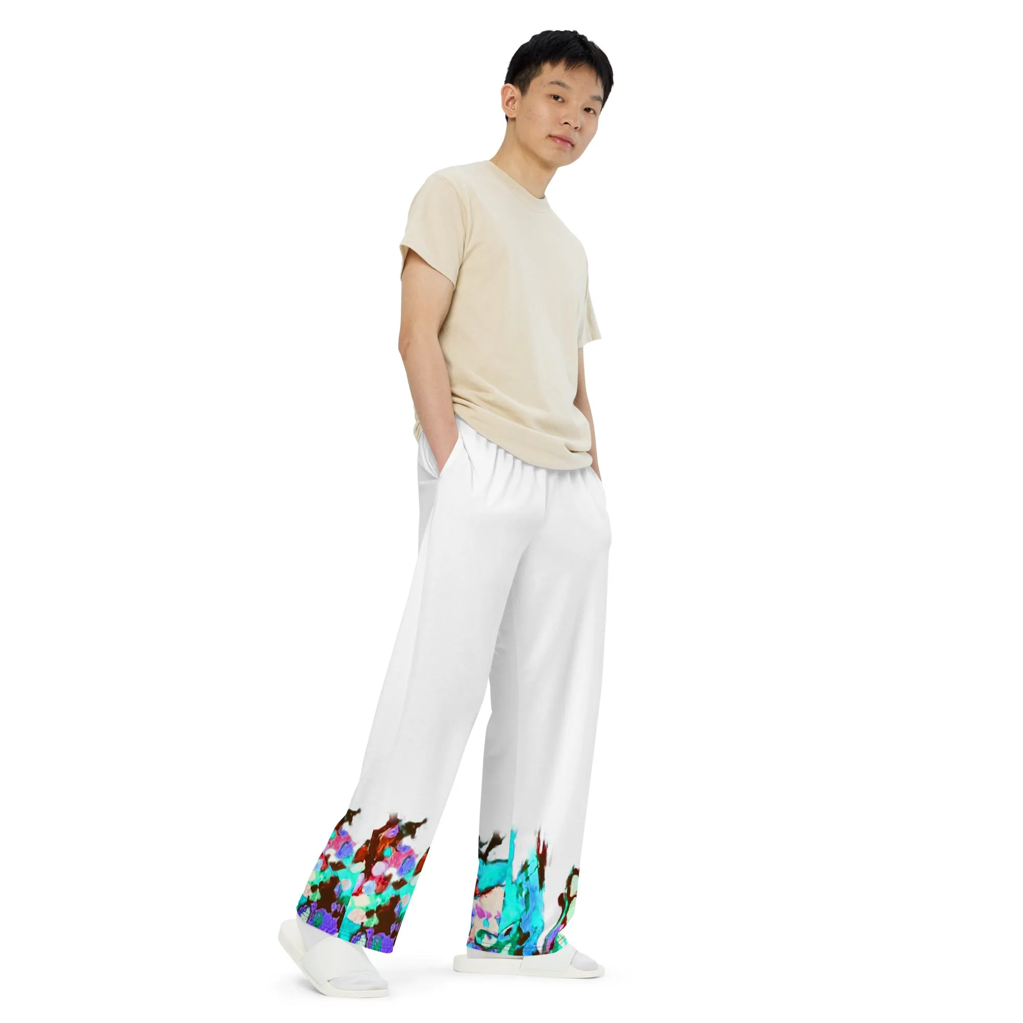 RAICES.All-over print unisex wide-leg pants