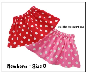 Red or Pink Polka Dot Minnie Mouse Baby Toddler Skirt