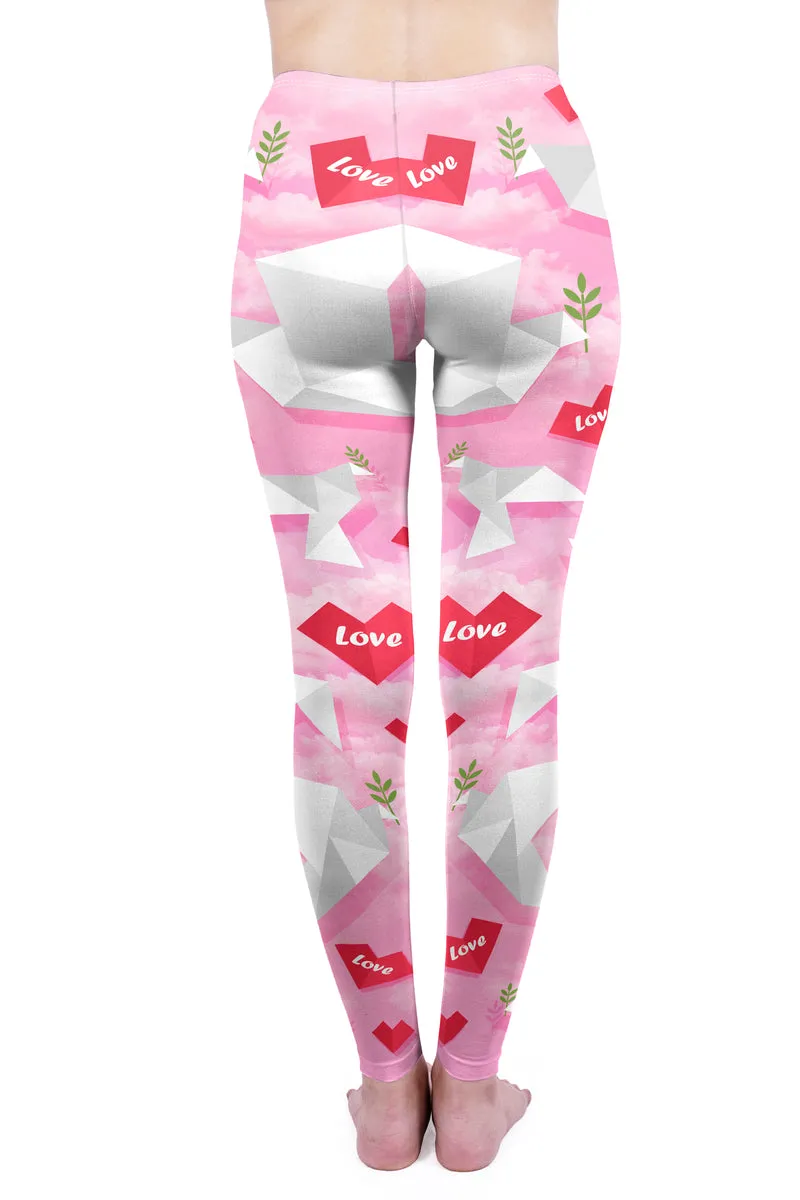 Regular Leggings (8-12 UK Size) - Origami Love Doves