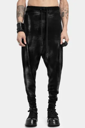 Relaxed drop crotch knit pants, Black spray