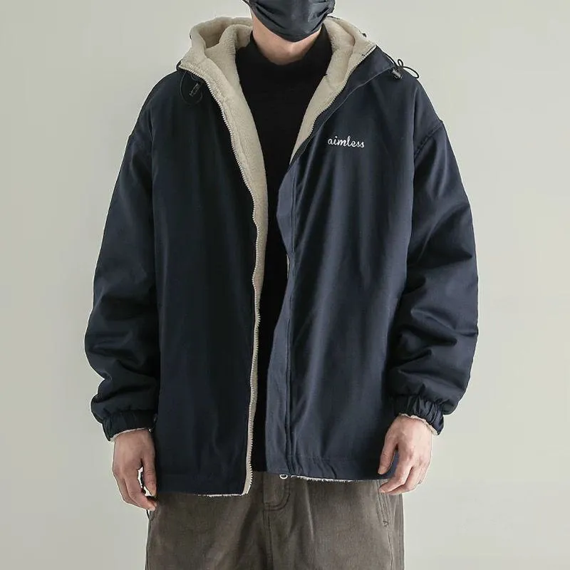 Reversible Trendy Loose Fit Sherpa Jacket