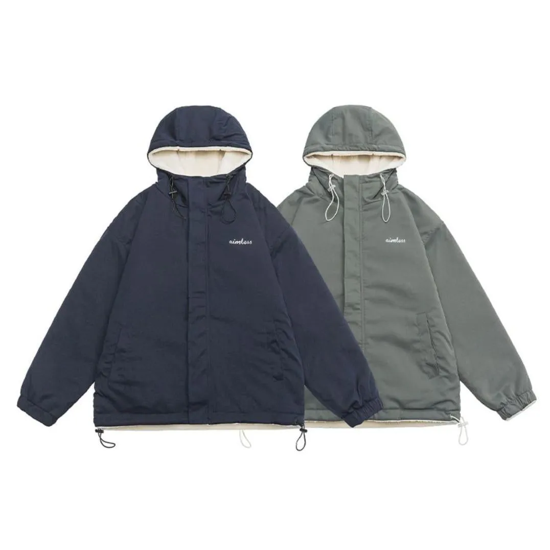 Reversible Trendy Loose Fit Sherpa Jacket