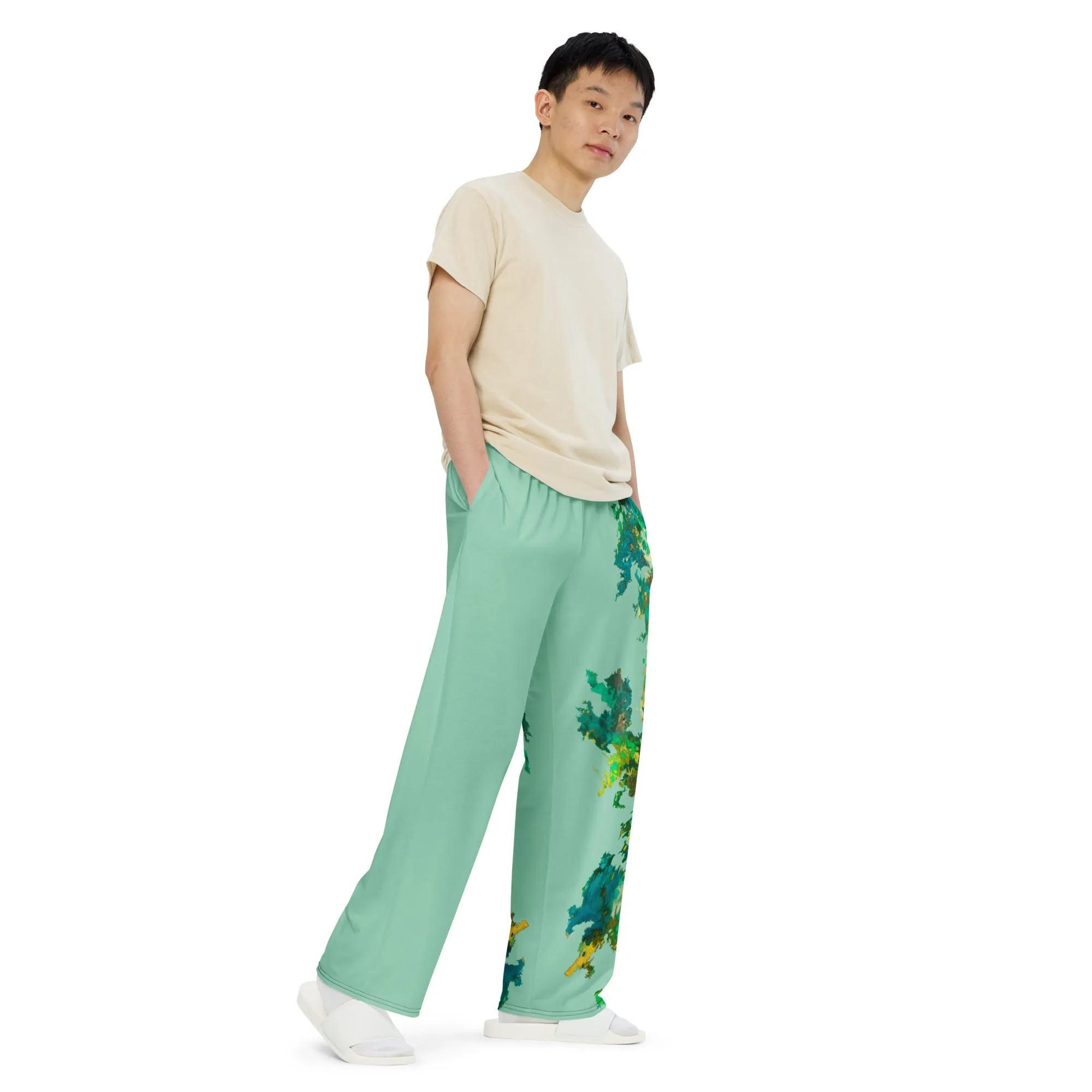 RIOVERDE: All-over print unisex wide-leg pants