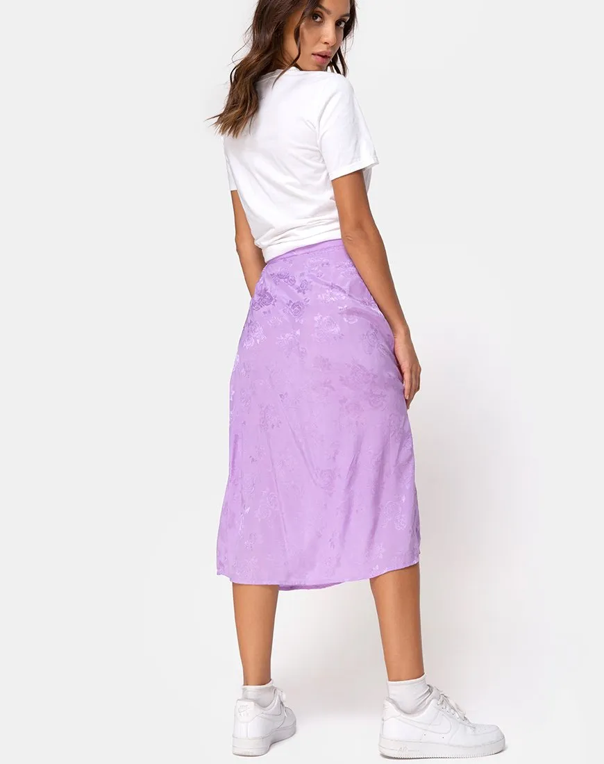 Saika Midi Skirt in Satin Rose Lilac