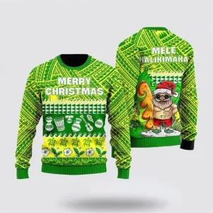 Santa Claus Mele Kalikimaka Christmas Ugly Christmas Sweater For Men And Women, Best Gift For Christmas, The Beautiful Winter Christmas Outfit