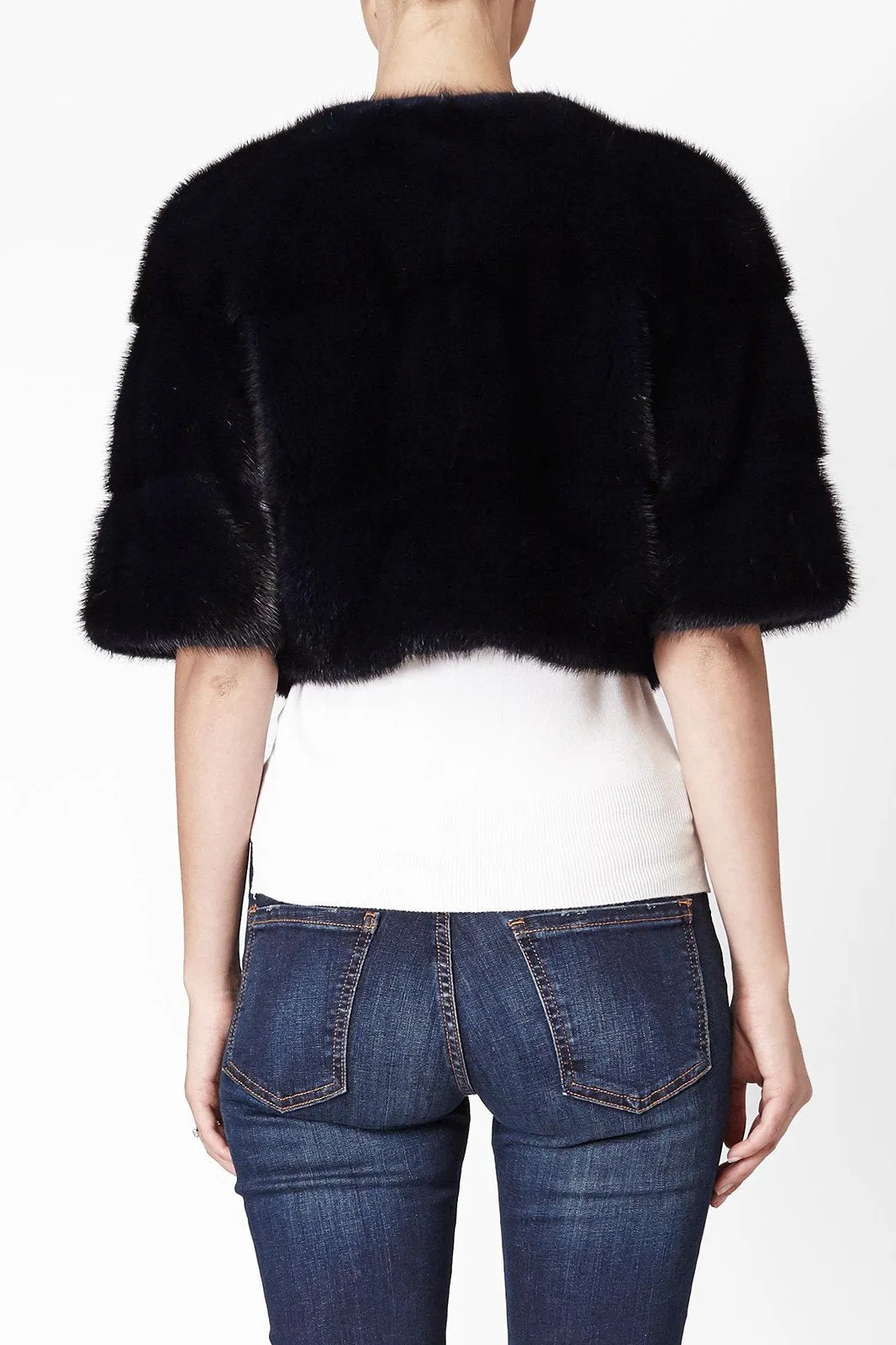 Sarah Mini Mink Fur Jacket Blu