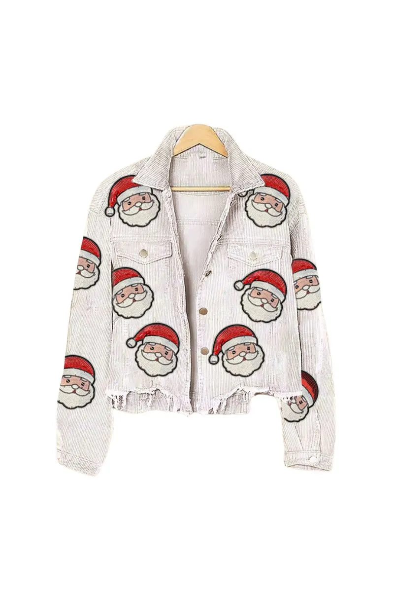 Sequin SANTA Wholesale Cropped CORDUROY Shacket