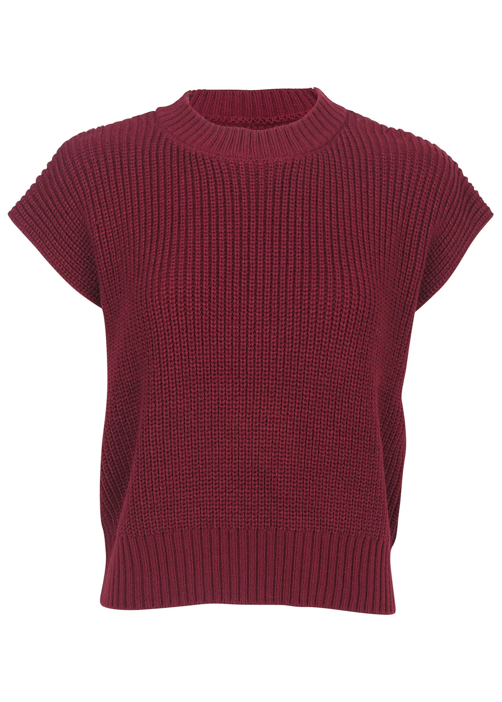 Short Sleeve Sweater Vest - Wine