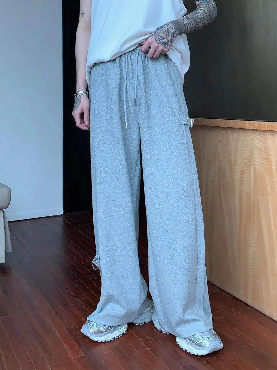 Side Buckle Wide Leg Unisex Sweatpants