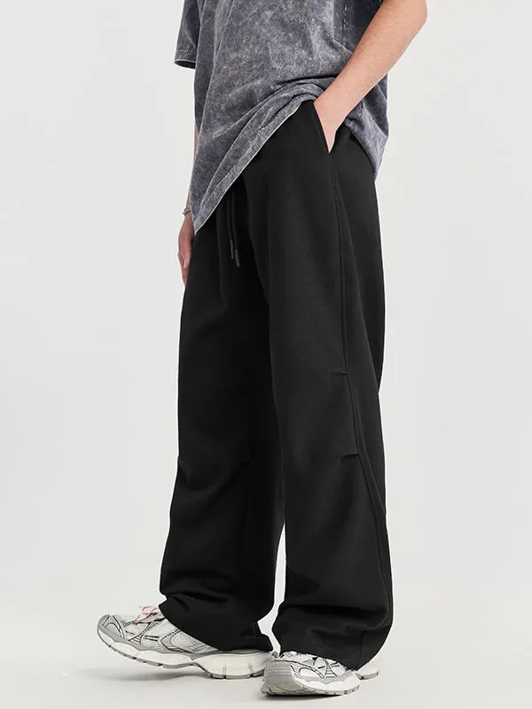 Side Pleated Sweatpants in Black Color