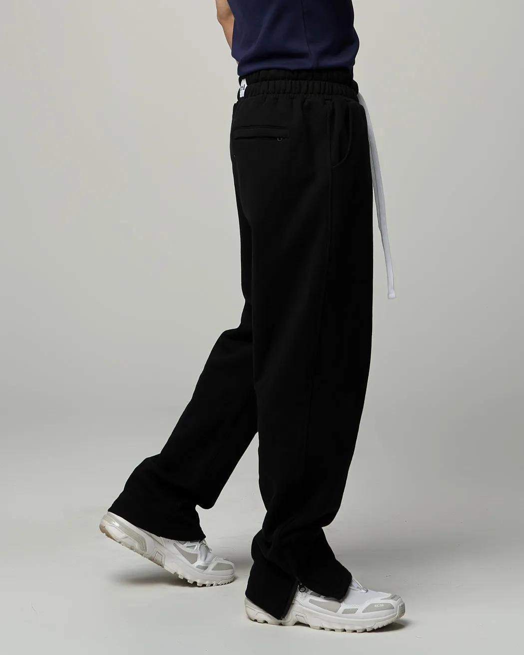 Side-Zip Straight Wide Pants