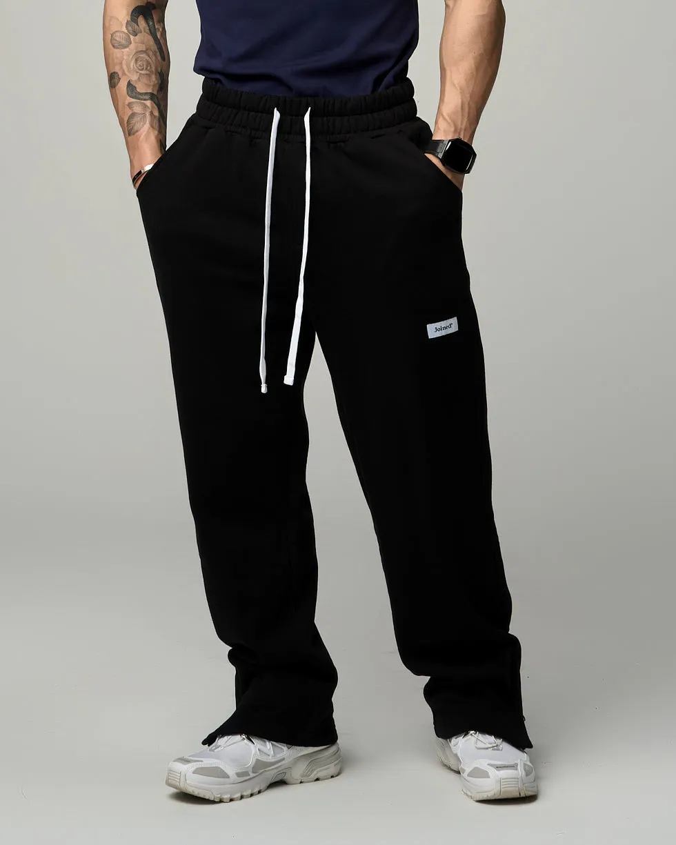 Side-Zip Straight Wide Pants