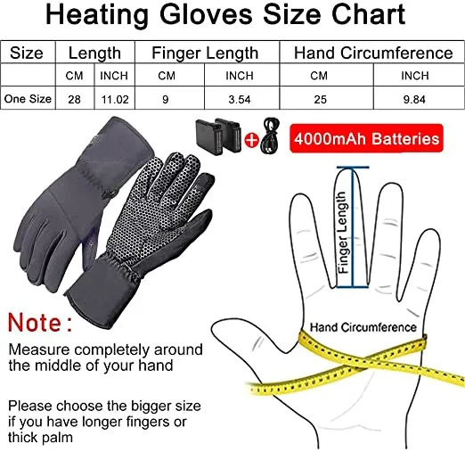 Sidiou Group Anniou Unisex Graphene Heating Gloves 3-Level Adjustable Temperature Electric Heated Gloves