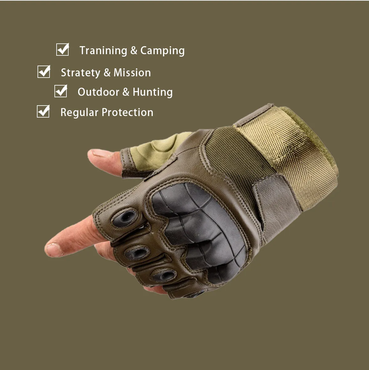 Sidiou Group Outdoor Gloves Strategy Technique Gloves Half Finger Style Training Camping for Sport Protection