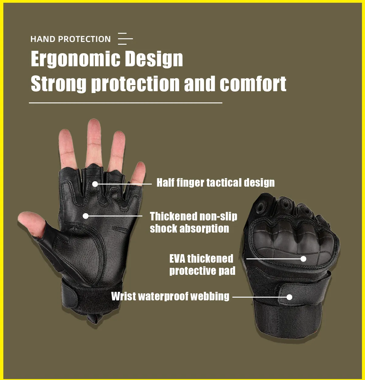 Sidiou Group Outdoor Gloves Strategy Technique Gloves Half Finger Style Training Camping for Sport Protection