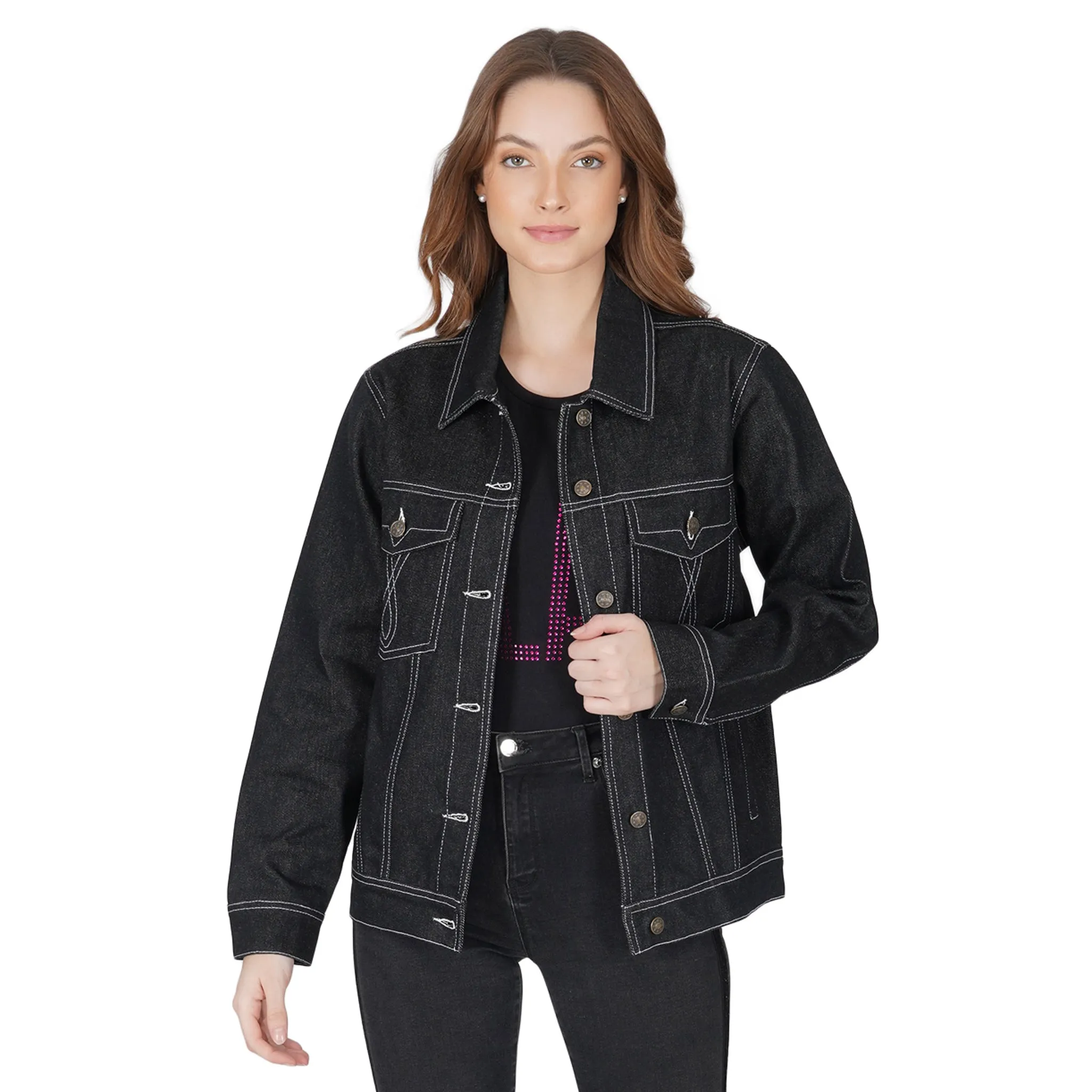 SLAY. Women's Black Denim Jacket