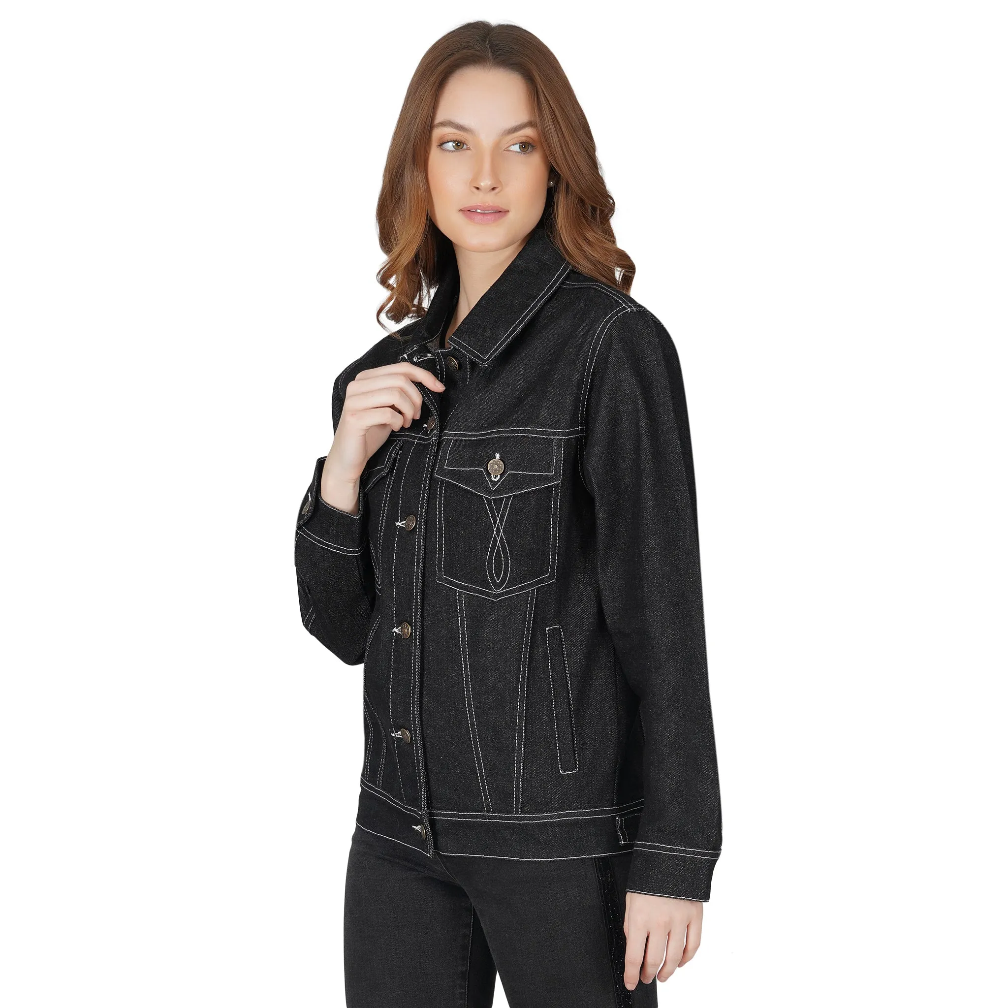 SLAY. Women's Black Denim Jacket