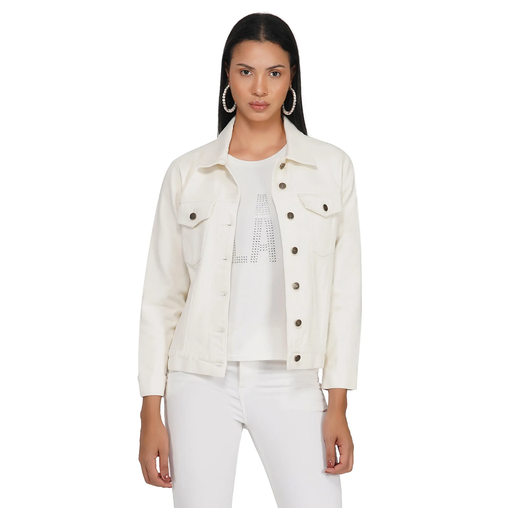 SLAY. Women's Off-white Denim Jacket