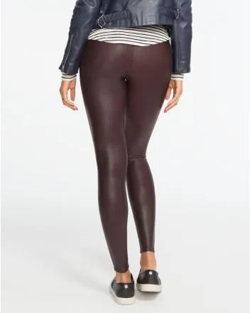 Spanx- Faux Leather Leggings Wine