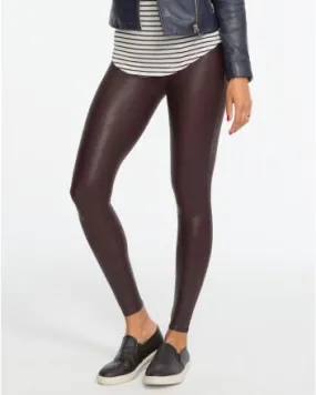 Spanx- Faux Leather Leggings Wine