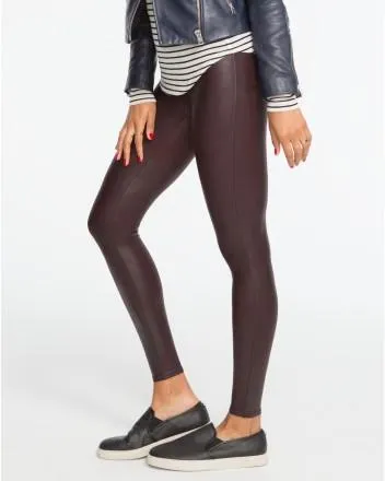 Spanx- Faux Leather Leggings Wine