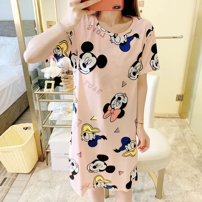 Spring And Summer Confinement Clothing Cartoon Breastfeeding Dress Nursing Clothing Pregnant Women Pajamas Postpartum Outing Hot Mom Large Size Dress