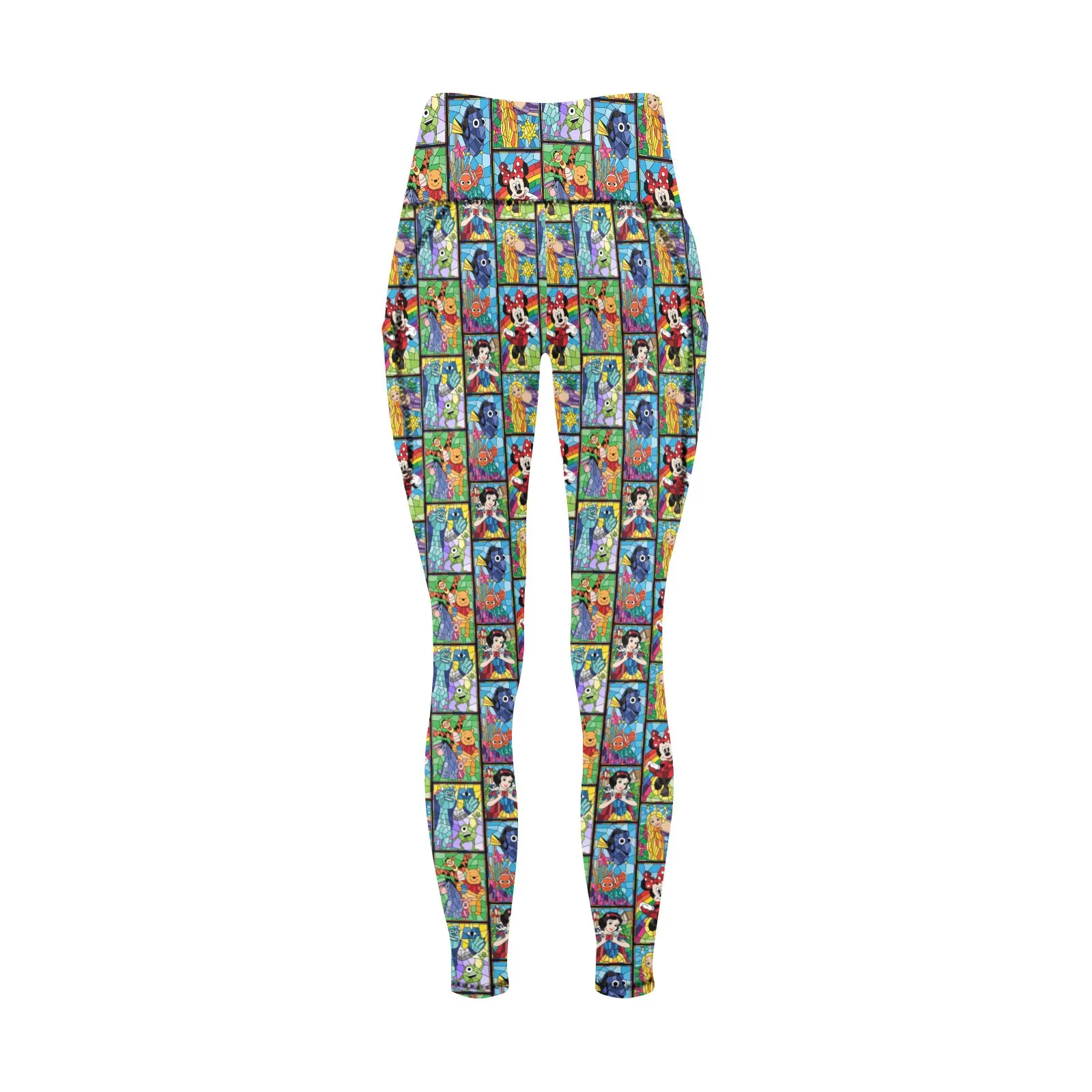 Stained Glass Characters Women's Athletic Leggings With Pockets