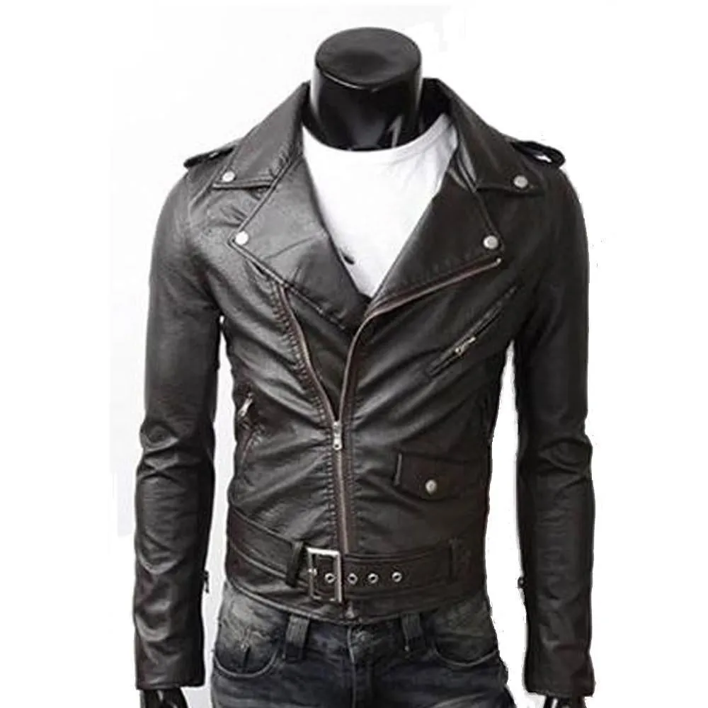 Stealth Black Men's Faux Leather Biker Jacket