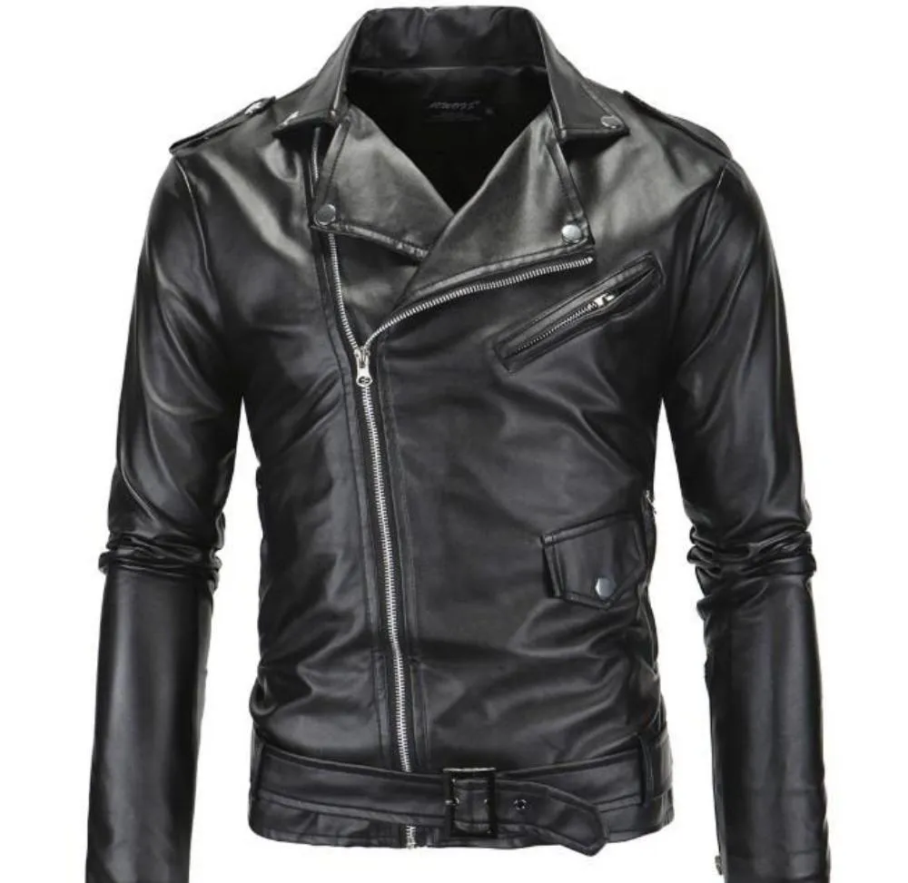 Stealth Black Men's Faux Leather Biker Jacket