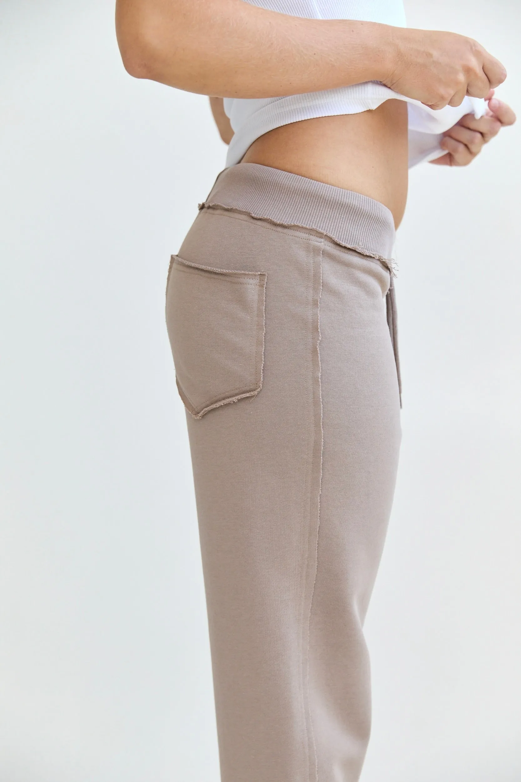 Straight Leg Sweatpants -  mocca