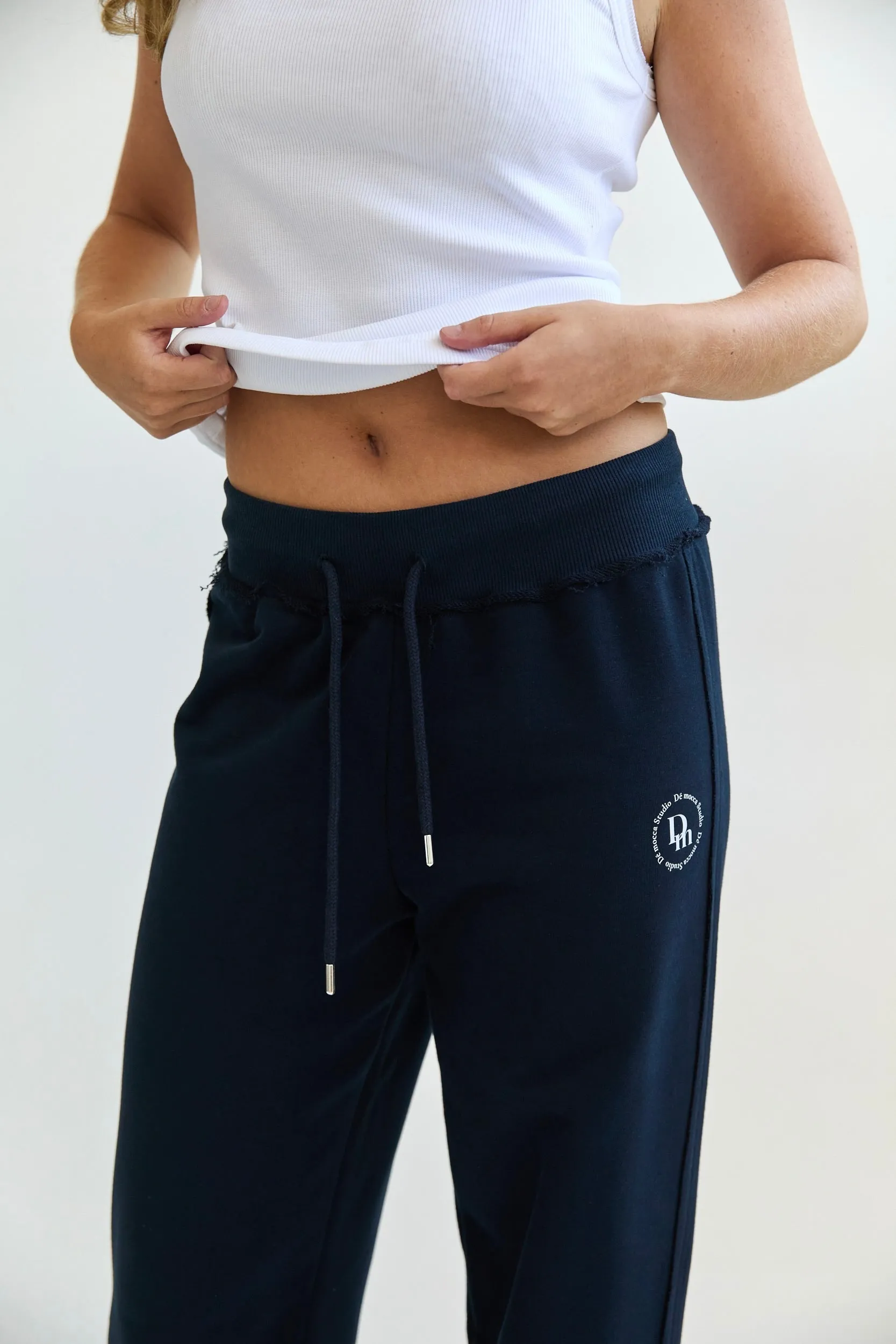 Straight Leg Sweatpants -  navy