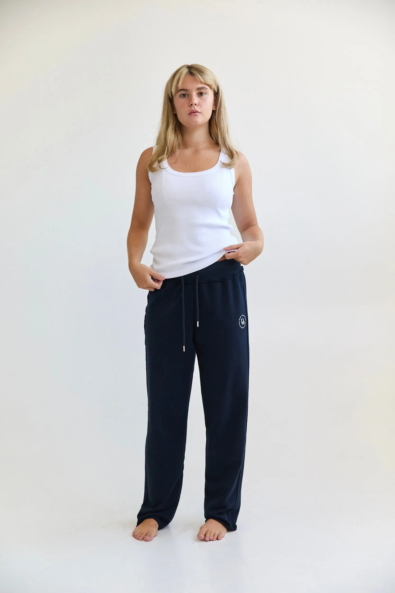 Straight Leg Sweatpants -  navy