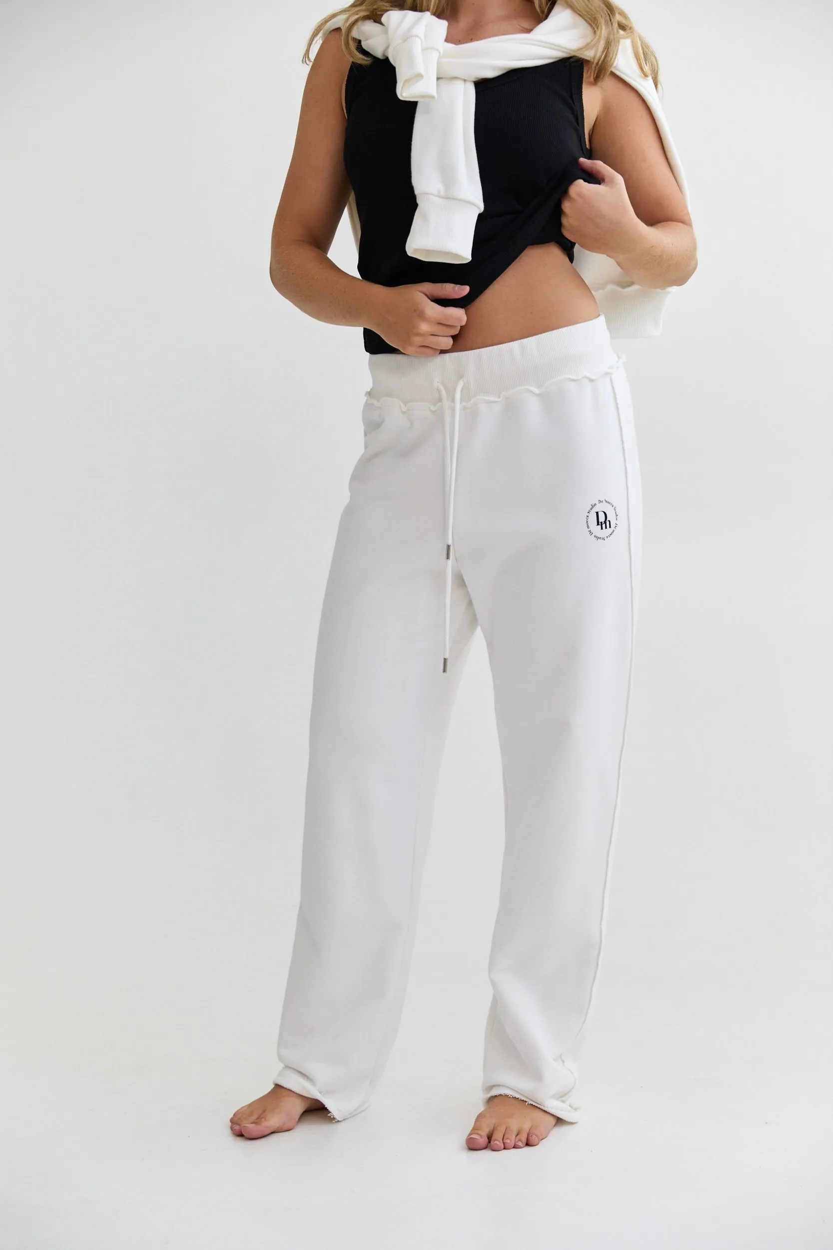 Straight Leg Sweatpants -  off white