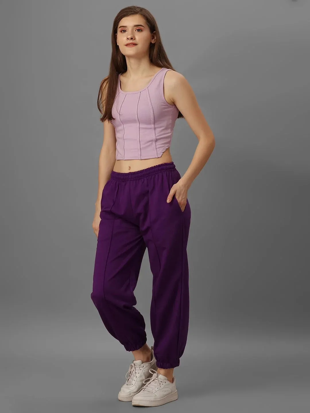 SXV Solid Purple Pull-On Fleece Joggers