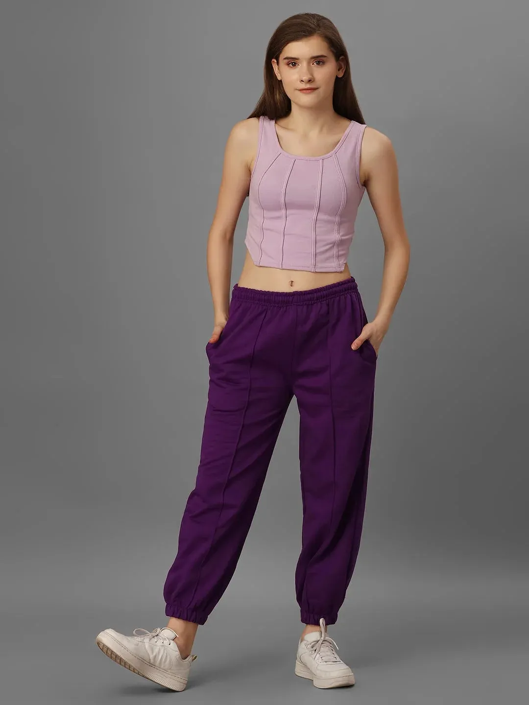 SXV Solid Purple Pull-On Fleece Joggers