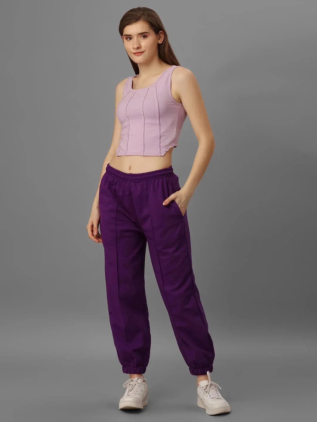 SXV Solid Purple Pull-On Fleece Joggers