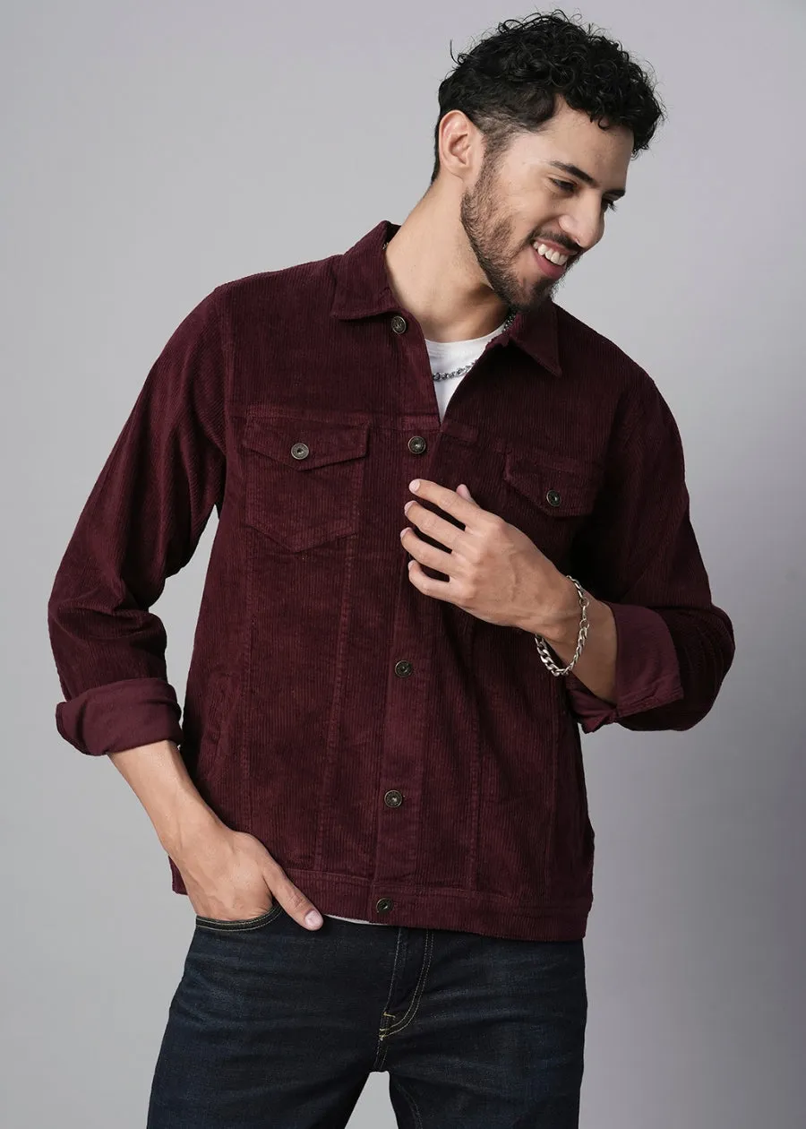 Teddy Lined Corduroy Jacket - Wine