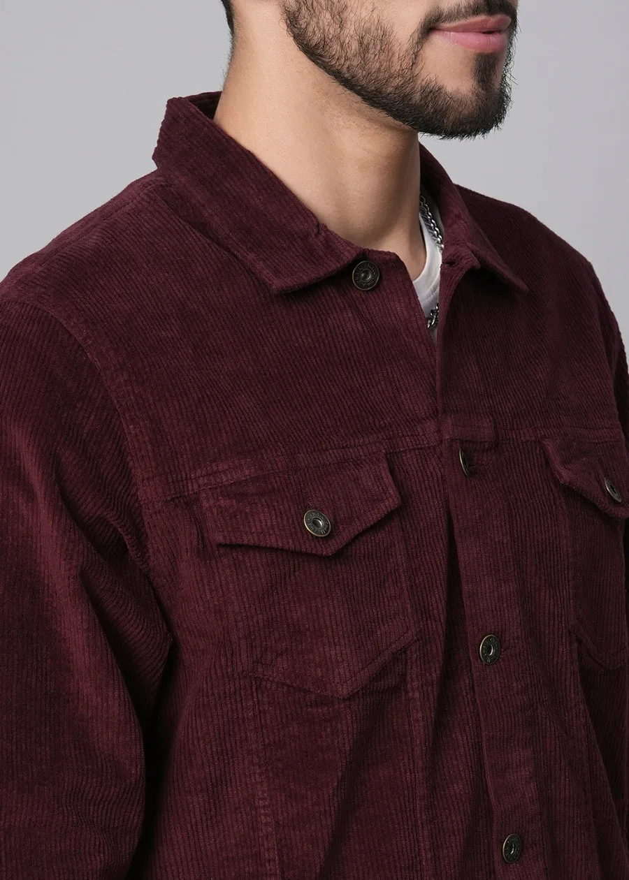 Teddy Lined Corduroy Jacket - Wine