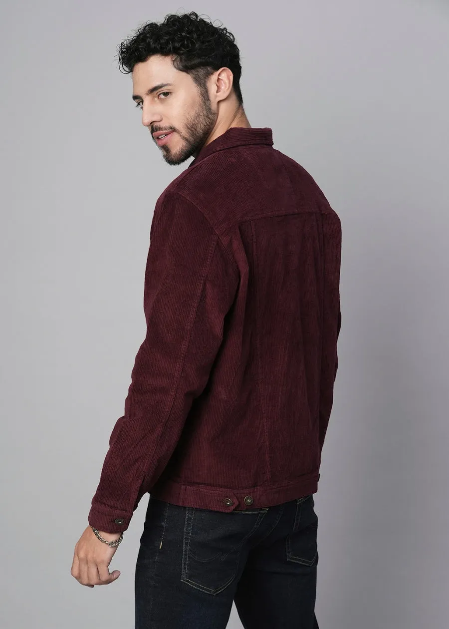 Teddy Lined Corduroy Jacket - Wine