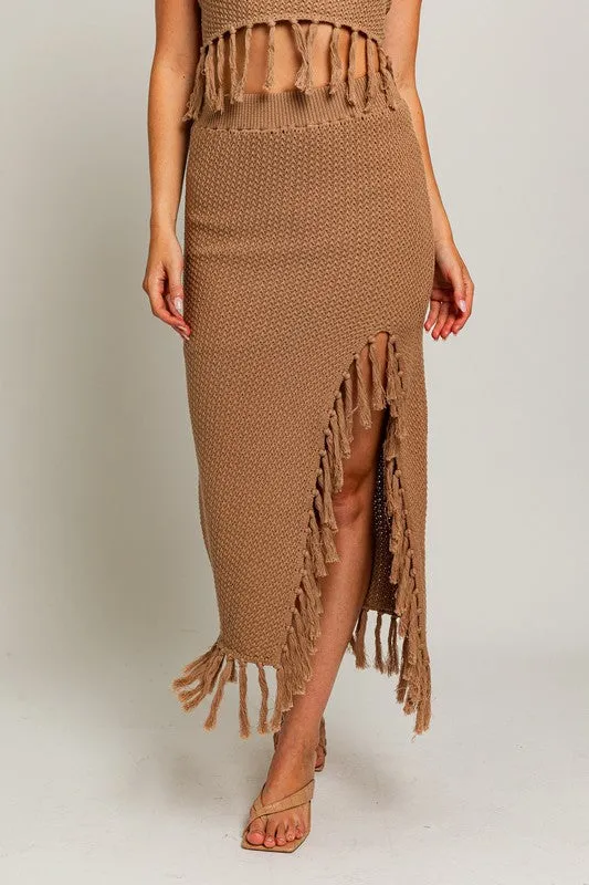 TEEK - Tassel Slit Sweater Skirt