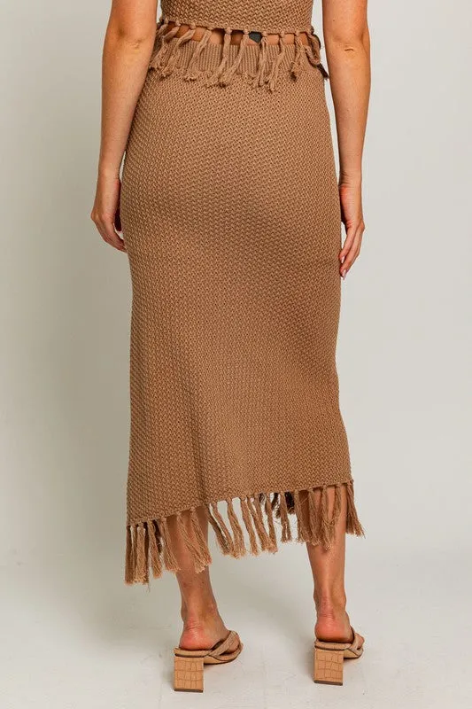 TEEK - Tassel Slit Sweater Skirt