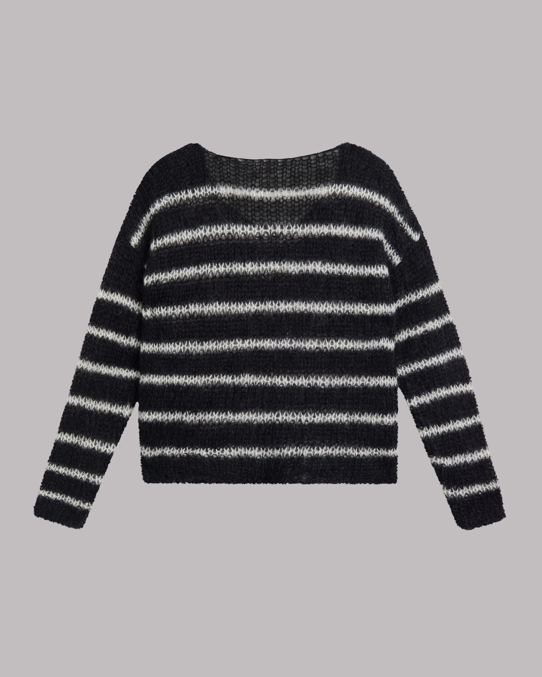 The Black Striped Mohair Knitted Sweater