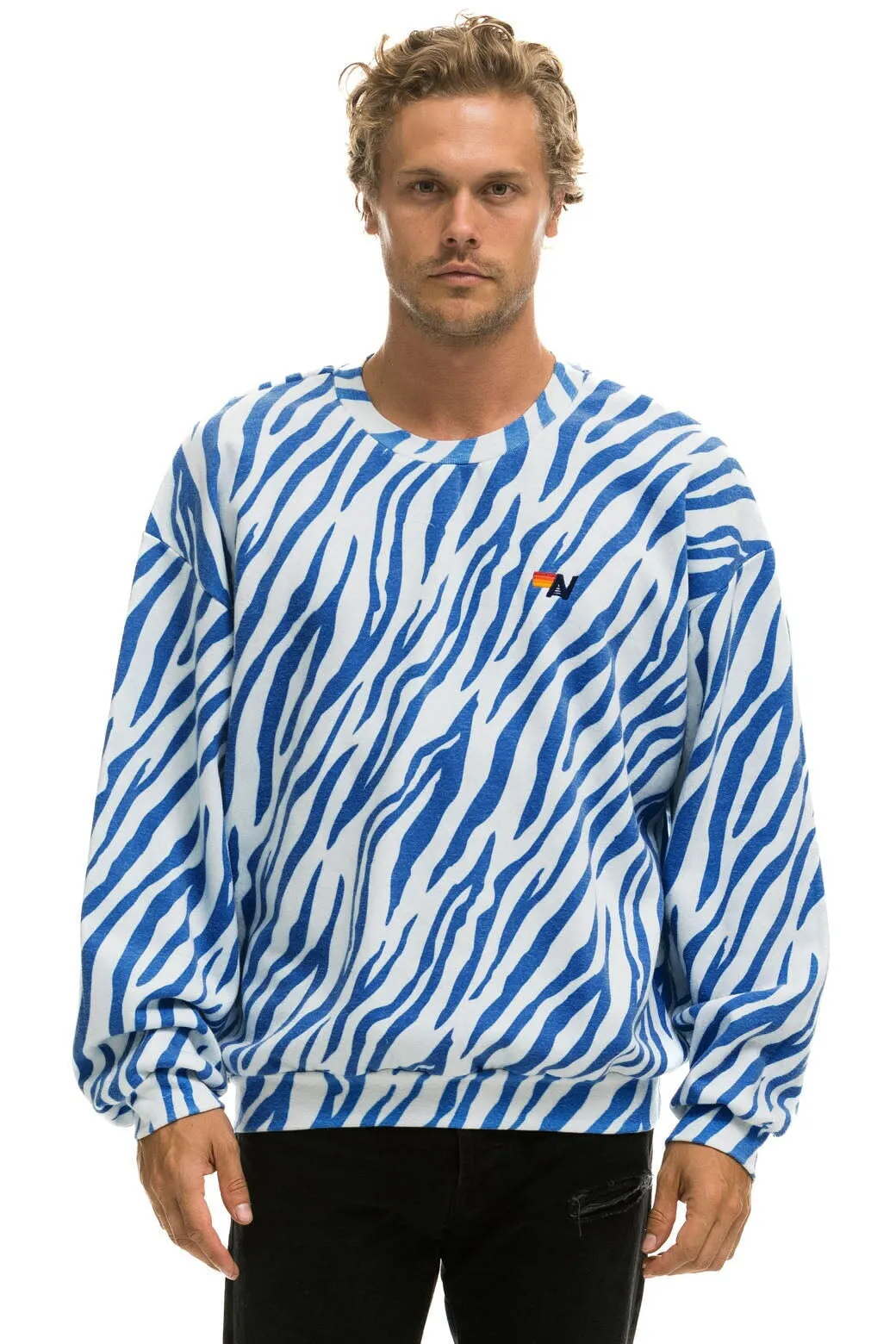 TIGER RELAXED FIT CREW SWEATSHIRT - BLUE TIGER