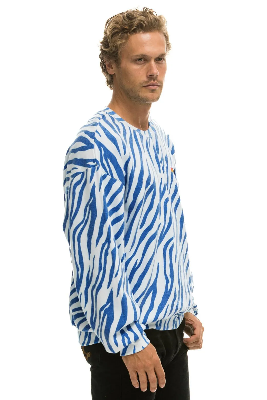 TIGER RELAXED FIT CREW SWEATSHIRT - BLUE TIGER