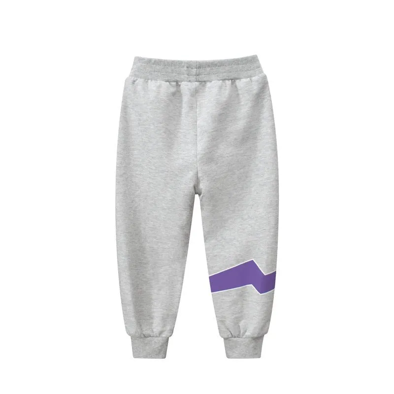 Toddler/Kid's Purple Lightning Design Gray Sweatpants