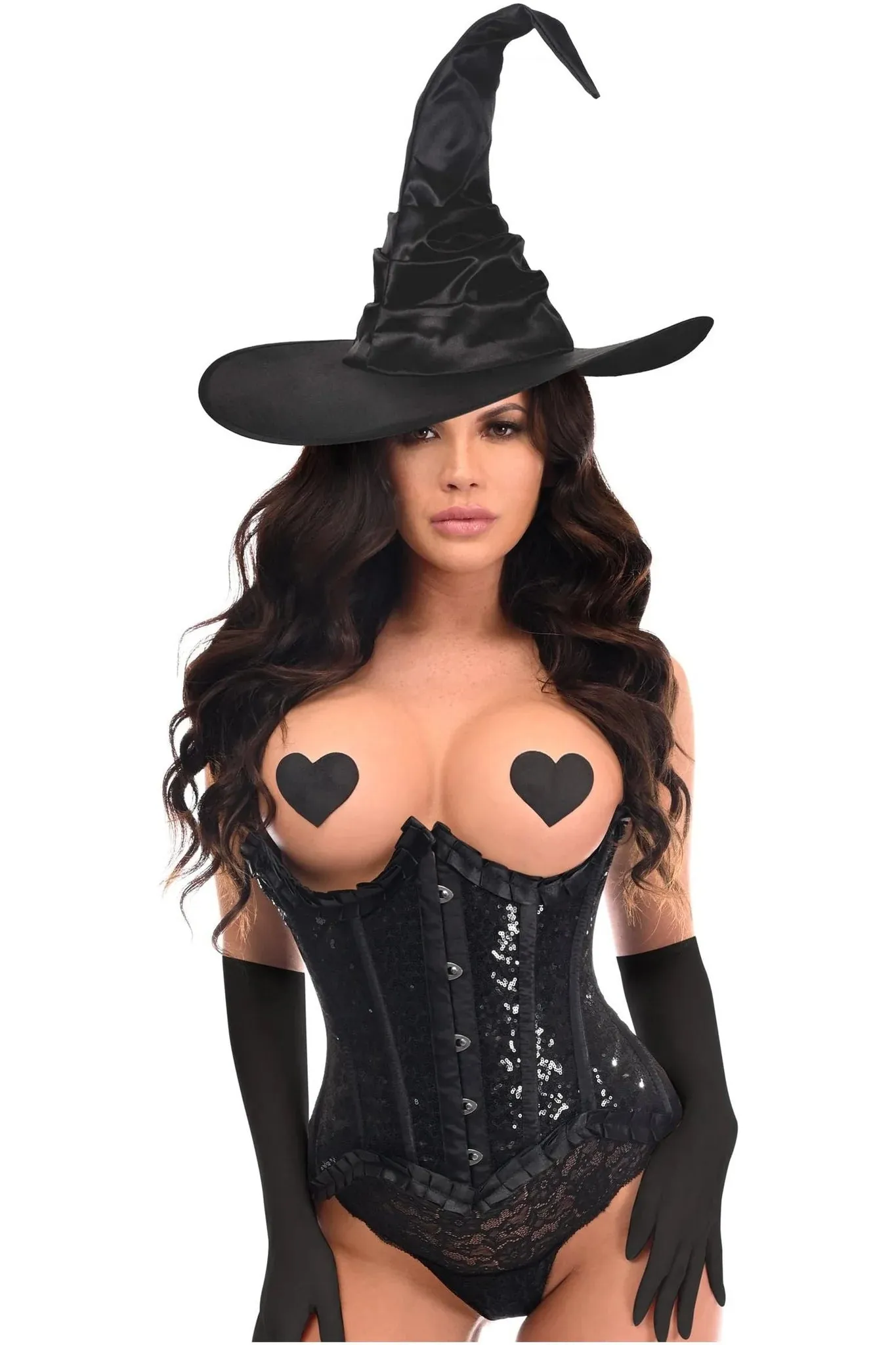 Top Drawer 3 PC Pin-Up Sequined Witch Corset Costume