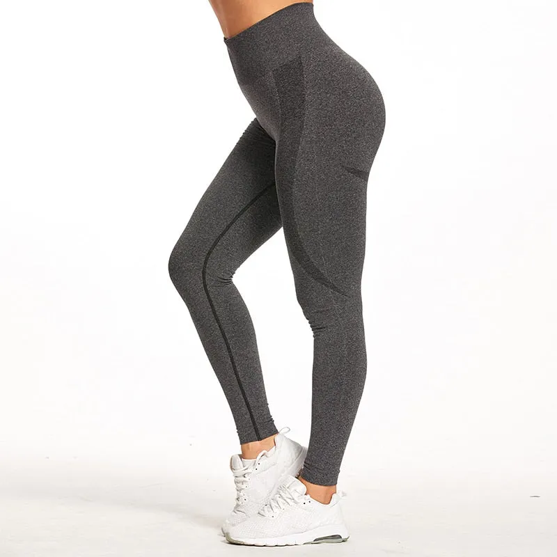 Trending High Waist Leggings - Women Smile Seamless Leggins Push Up Indoor Sport Fitness Running Pants - Elastic Trousers Gym Slim Pants (2U24)(BAP)(TBL)