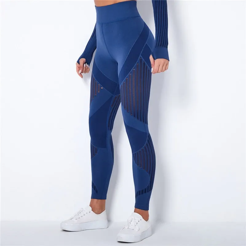 Trendy Mesh High Waist Seamless Leggings