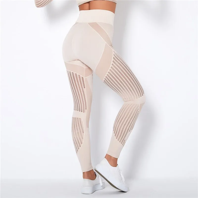 Trendy Mesh High Waist Seamless Leggings