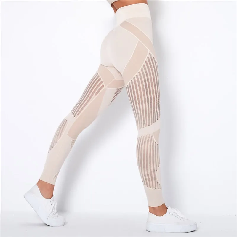 Trendy Mesh High Waist Seamless Leggings